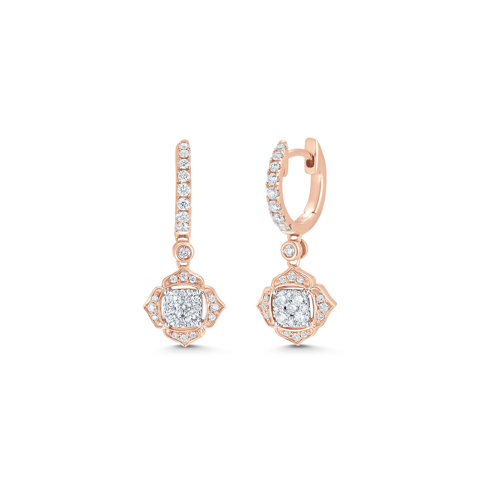 0.58 TCW Round Moissanite Diamond Drop Huggie Earrings - farrellouise