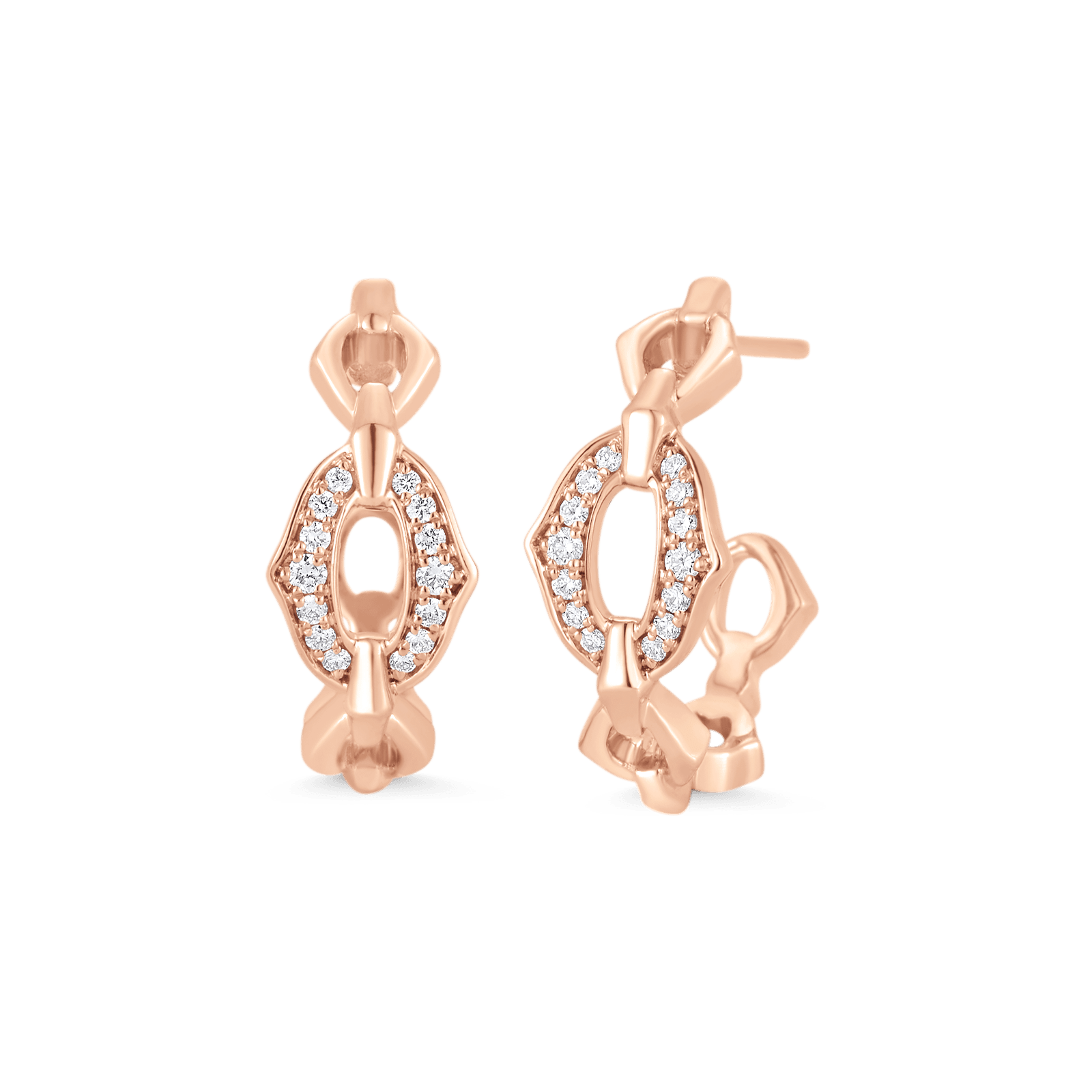 0.18 TCW Round Moissanite Diamond Link Hoop Earrings - farrellouise