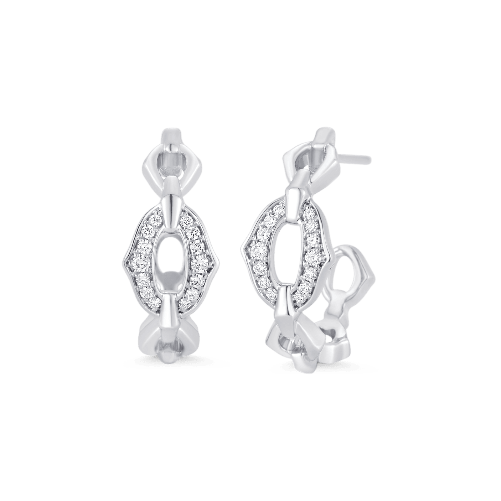 0.18 TCW Round Moissanite Diamond Link Hoop Earrings - farrellouise