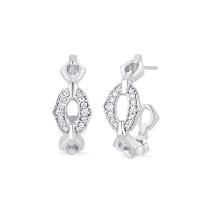0.18 TCW Round Moissanite Diamond Link Hoop Earrings - farrellouise
