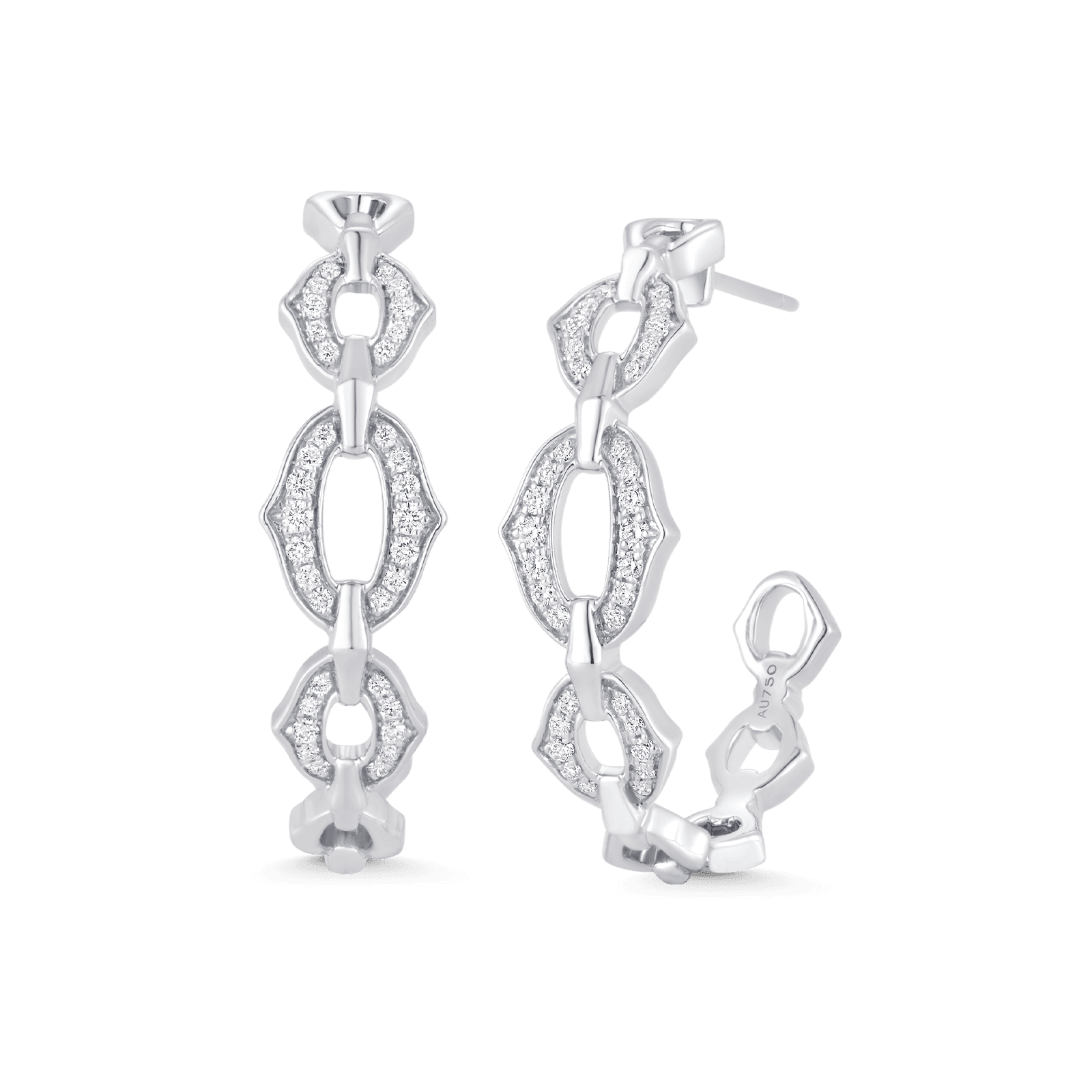 0.38 TCW Round Moissanite Diamond Chain Link Hoop Earrings - farrellouise