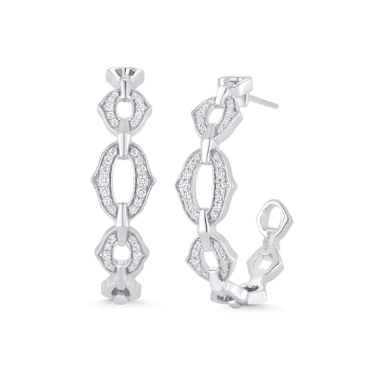 0.38 TCW Round Moissanite Diamond Chain Link Hoop Earrings - farrellouise