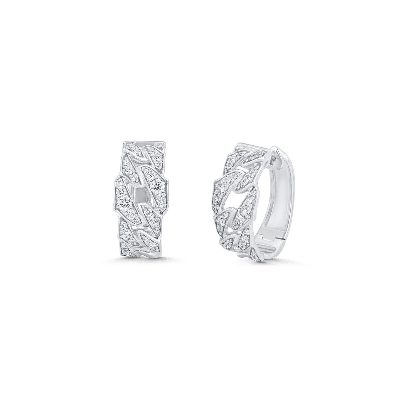 1.13 TCW Round Moissanite Diamond Link Huggie Earrings - farrellouise
