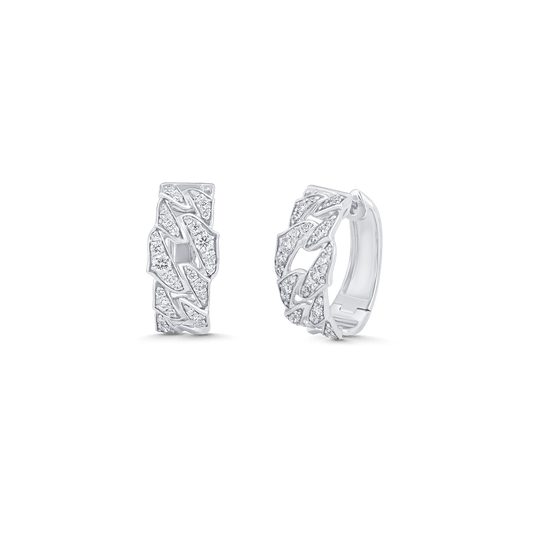 1.13 TCW Round Moissanite Diamond Link Huggie Earrings - farrellouise