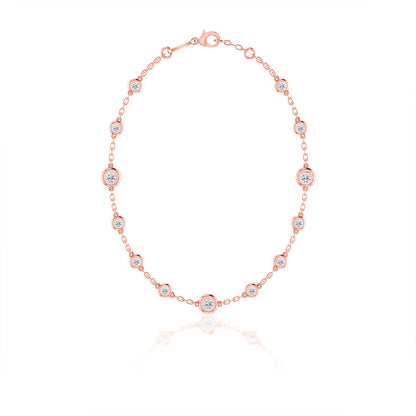 0.24 TCW Round Moissanite Diamond Bezel Style Necklace - farrellouise