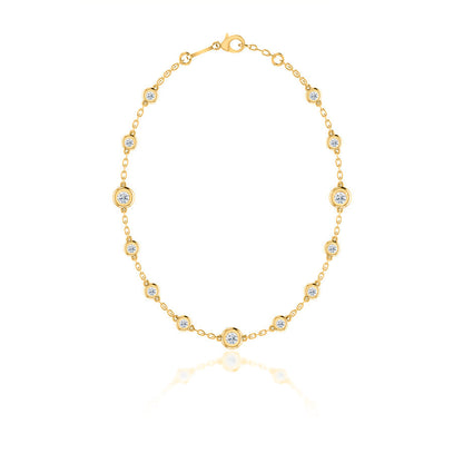 0.24 TCW Round Moissanite Diamond Bezel Style Necklace - farrellouise