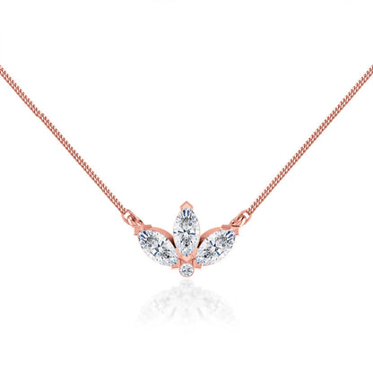 0.32 TCW Round & Marquise Moissanite Diamond Petal Style Necklace - farrellouise