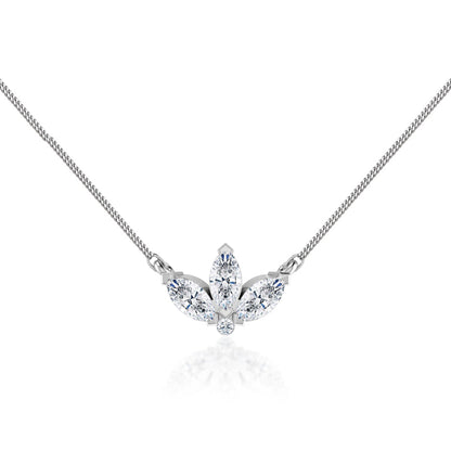 0.32 TCW Round & Marquise Moissanite Diamond Petal Style Necklace - farrellouise