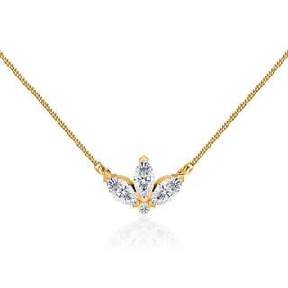 0.32 TCW Round & Marquise Moissanite Diamond Petal Style Necklace - farrellouise