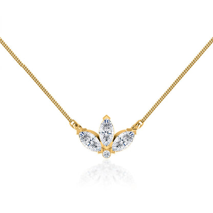 0.32 TCW Round & Marquise Moissanite Diamond Petal Style Necklace - farrellouise