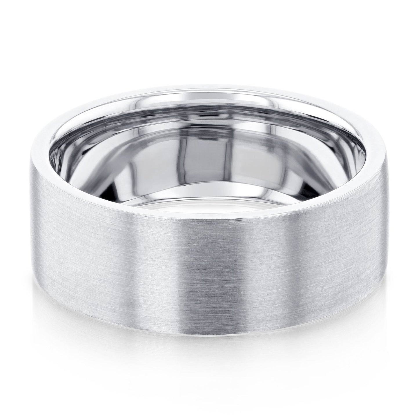 Satin-Finish Stone Setting White Gold Men's Band - farrellouise