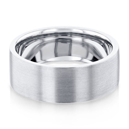 Satin-Finish Stone Setting White Gold Men's Band - farrellouise