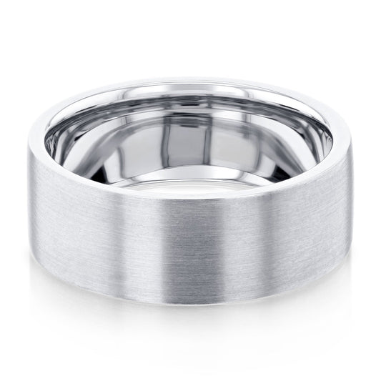 Satin-Finish Stone Setting White Gold Men's Band - farrellouise