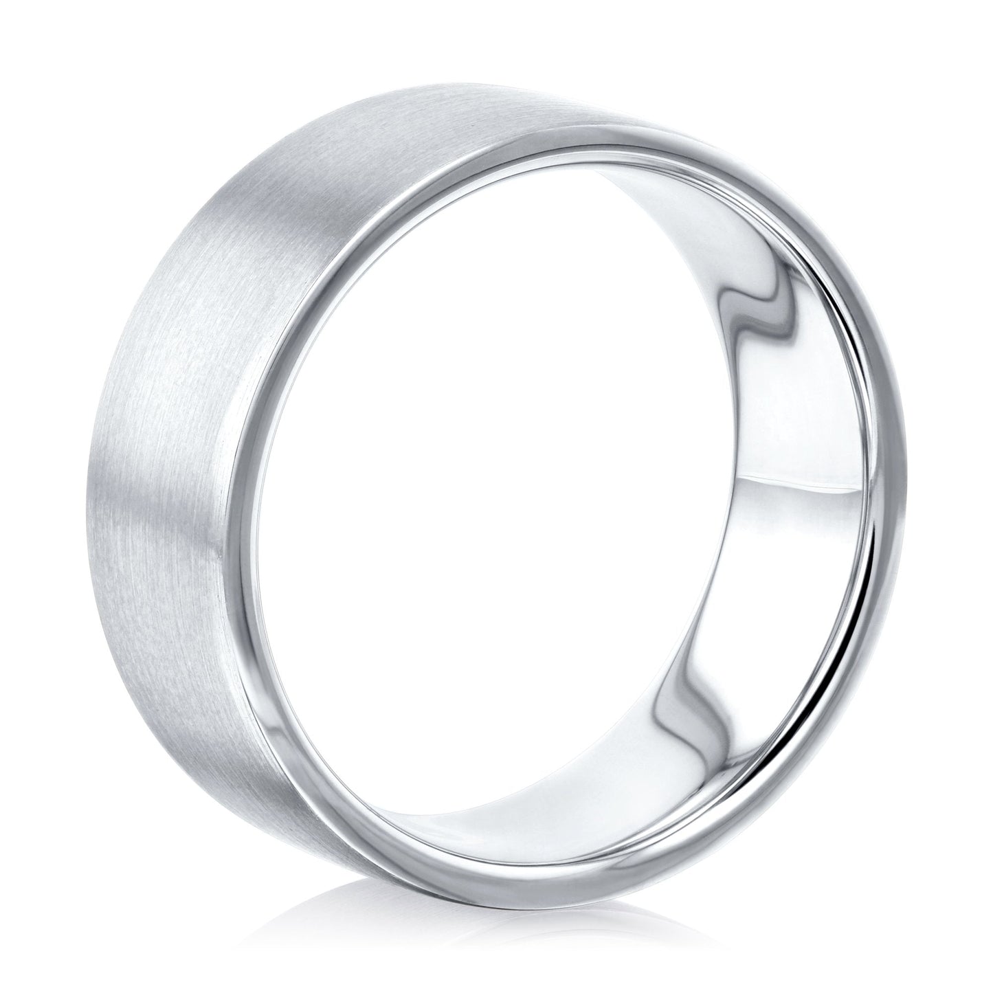 Satin-Finish Stone Setting White Gold Men's Band - farrellouise