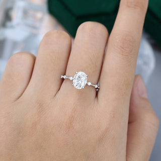 1.91 CT Oval Shaped Moissanite Dainty Style Engagement Ring - farrellouise