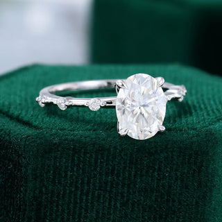 1.91 CT Oval Shaped Moissanite Dainty Style Engagement Ring - farrellouise