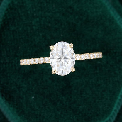 1.33 CT Oval Shaped Moissanite Pave Setting Engagement Ring - farrellouise