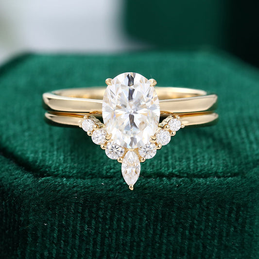 1.33 CT Oval Moissanite Solitaire Bridal Ring Set - farrellouise