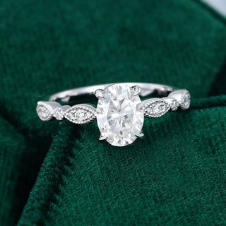 1.33 CT Oval Shaped Moissanite Pave Setting Engagement Ring - farrellouise