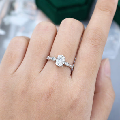 1.33 CT Oval Shaped Moissanite Pave Setting Engagement Ring - farrellouise