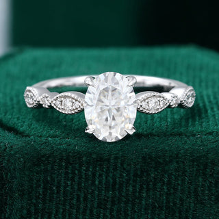 1.33 CT Oval Shaped Moissanite Pave Setting Engagement Ring - farrellouise