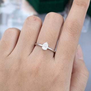 1.0 CT Pear Shaped Moissanite Solitaire Engagement Ring - farrellouise