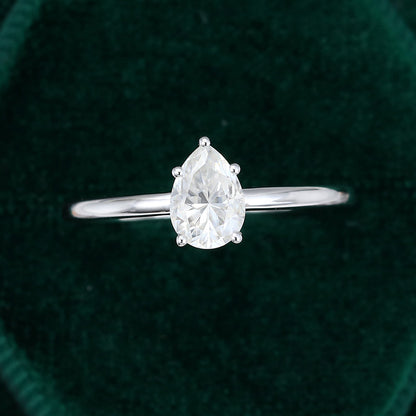 1.0 CT Pear Shaped Moissanite Solitaire Engagement Ring - farrellouise