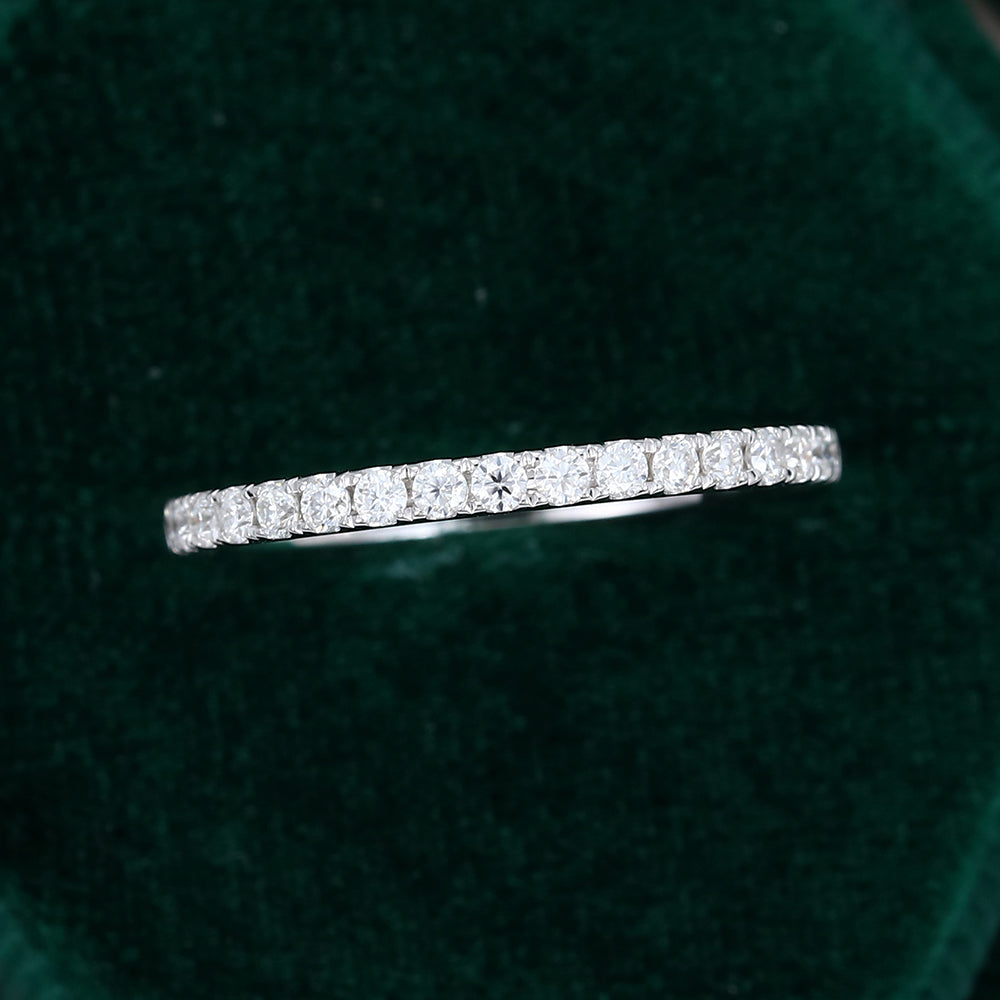 0.25 CT Round Moissanite Half Eternity Wedding Band - farrellouise