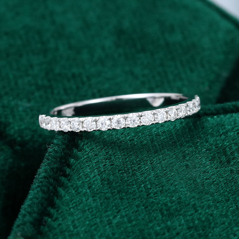 0.25 CT Round Moissanite Half Eternity Wedding Band - farrellouise