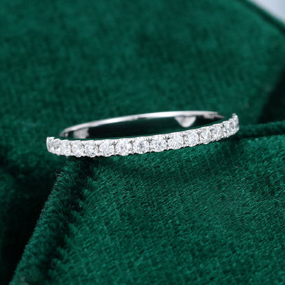 0.25 CT Round Moissanite Half Eternity Wedding Band - farrellouise