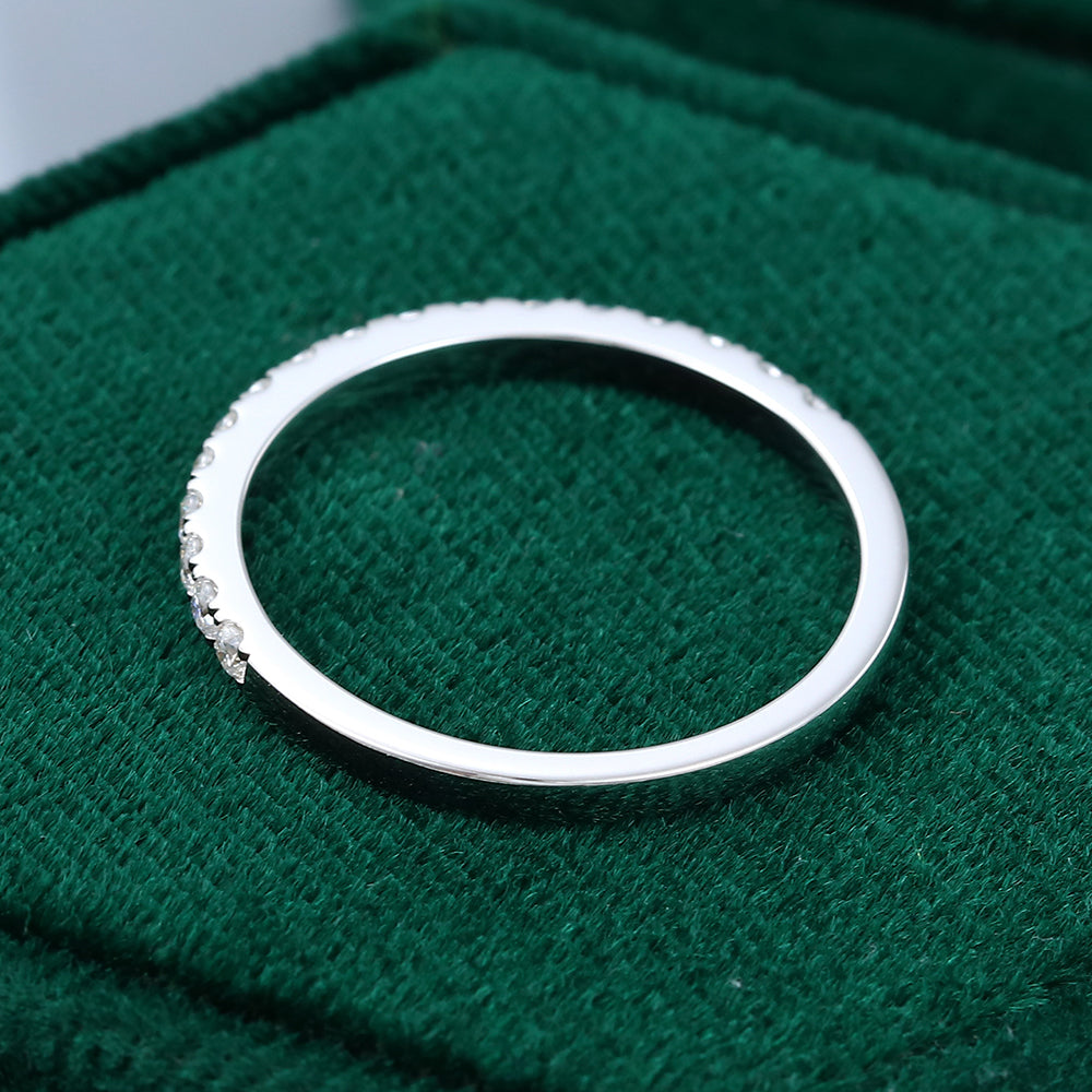 0.25 CT Round Moissanite Half Eternity Wedding Band - farrellouise