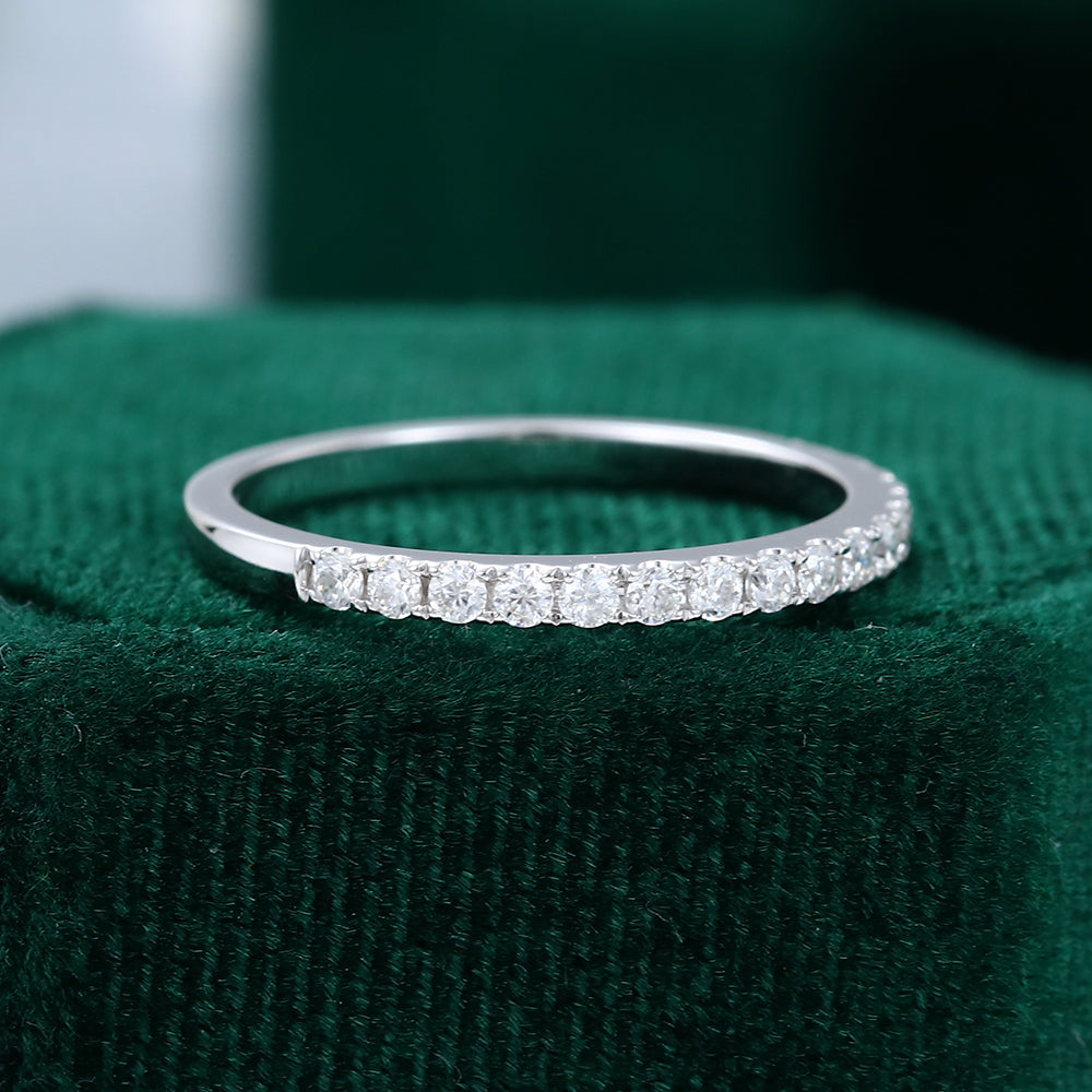 0.25 CT Round Moissanite Half Eternity Wedding Band - farrellouise
