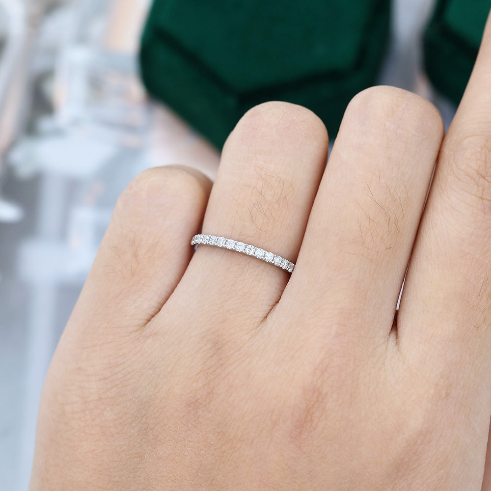 0.25 CT Round Moissanite Half Eternity Wedding Band - farrellouise
