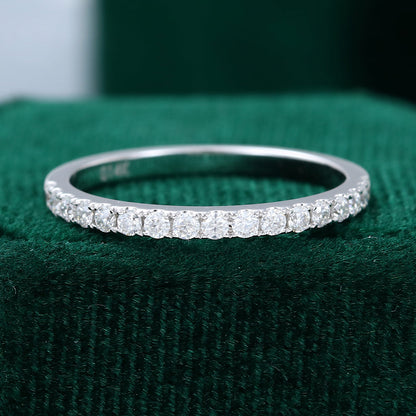 0.25 CT Round Moissanite Half Eternity Wedding Band - farrellouise