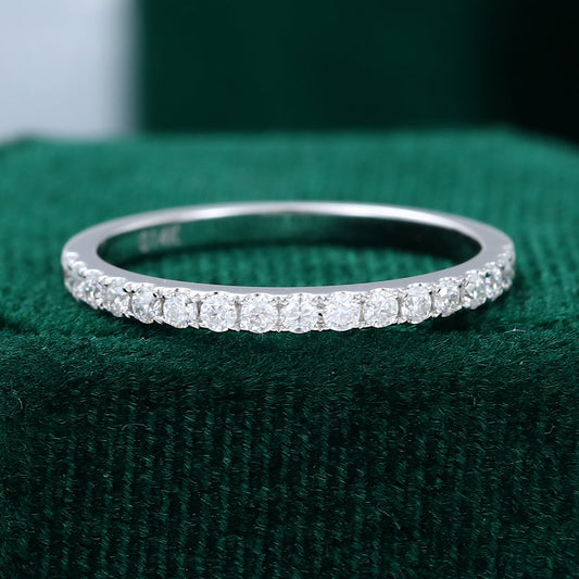 0.25 CT Round Moissanite Half Eternity Wedding Band - farrellouise