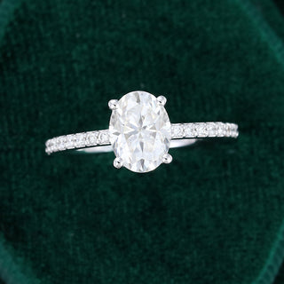 1.33 CT Oval Shaped Moissanite Pave Setting Engagement Ring - farrellouise