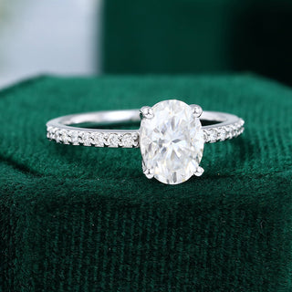 1.33 CT Oval Shaped Moissanite Pave Setting Engagement Ring - farrellouise