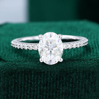 1.33 CT Oval Shaped Moissanite Pave Setting Engagement Ring - farrellouise