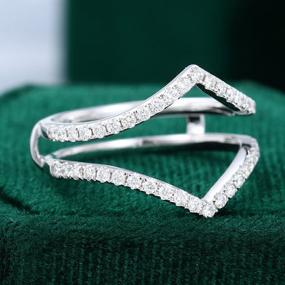 0.45 CT Round Moissanite Double Curved Wedding Band - farrellouise