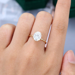 2.72 CT Oval Shaped Moissanite Hidden Halo Engagement Ring - farrellouise