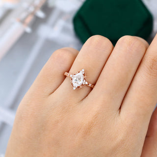 1.0 CT Pear Shaped Moissanite Cluster Milgrain Style Engagement Ring - farrellouise