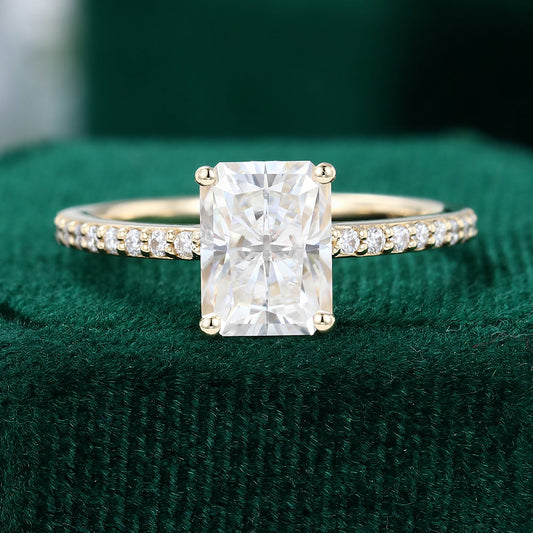 1.67 CT Radiant Shaped Moissanite Hidden Halo Setting Engagement Ring - farrellouise