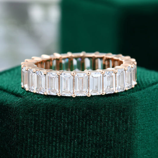 0.25 CT Emerald Moissanite Full Eternity Wedding Band - farrellouise