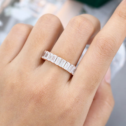 0.25 CT Emerald Moissanite Full Eternity Wedding Band - farrellouise