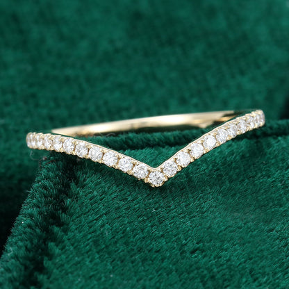 0.13 CT Round Moissanite Curved Wedding Band - farrellouise