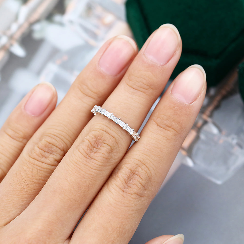 0.11 CT Baguette Moissanite Bar Wedding Band - farrellouise