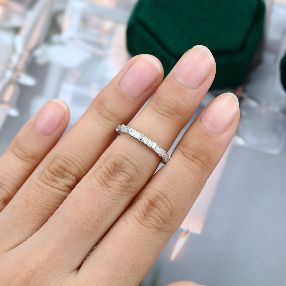 0.11 CT Baguette Moissanite Bar Wedding Band - farrellouise