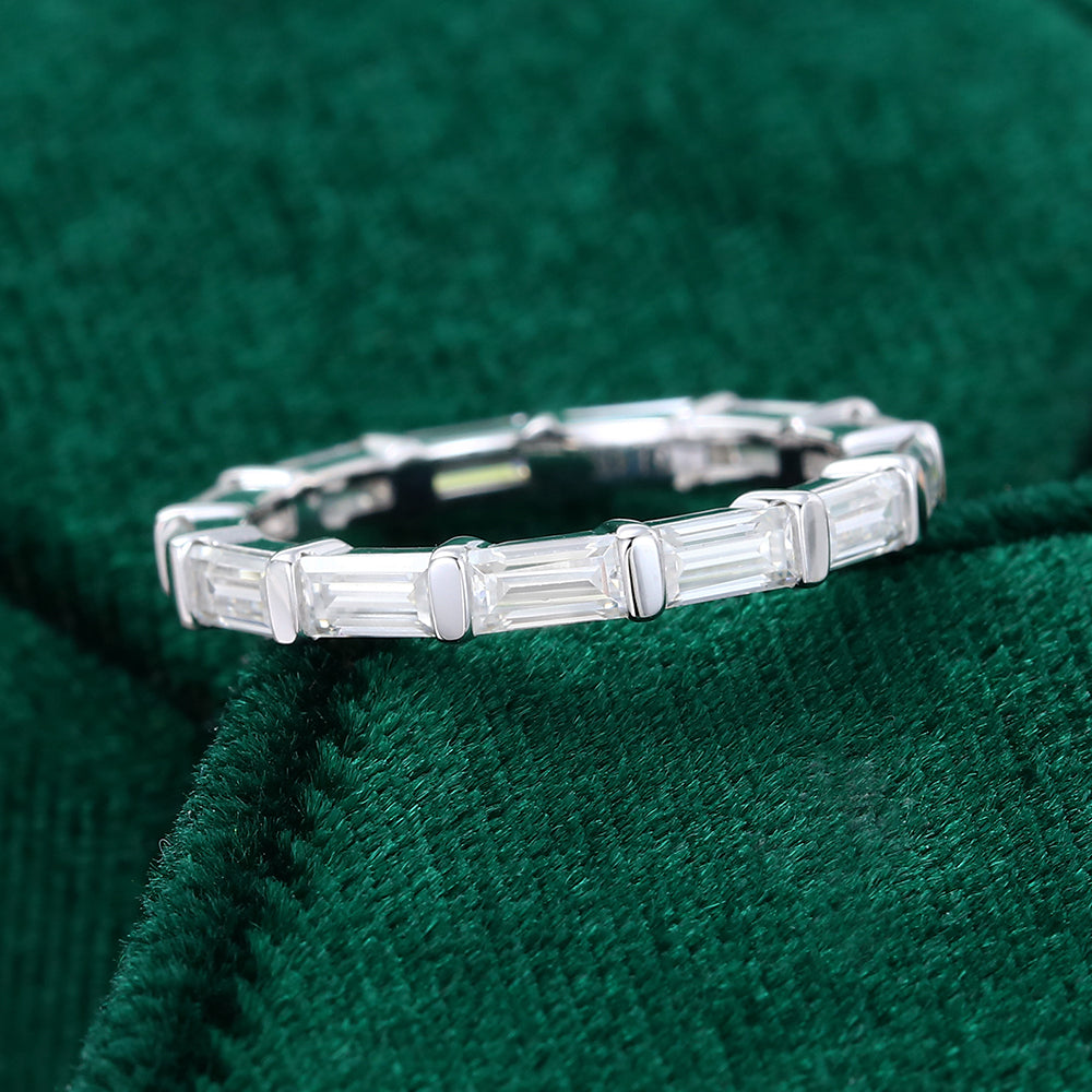 0.11 CT Baguette Moissanite Bar Wedding Band - farrellouise