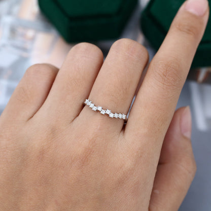 0.22 CT Round Moissanite Cluster Wedding Band - farrellouise