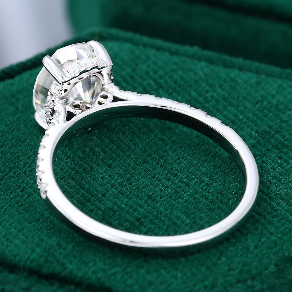 1.91 CT Oval Shaped Moissanite Hidden Halo Setting Engagement Ring - farrellouise